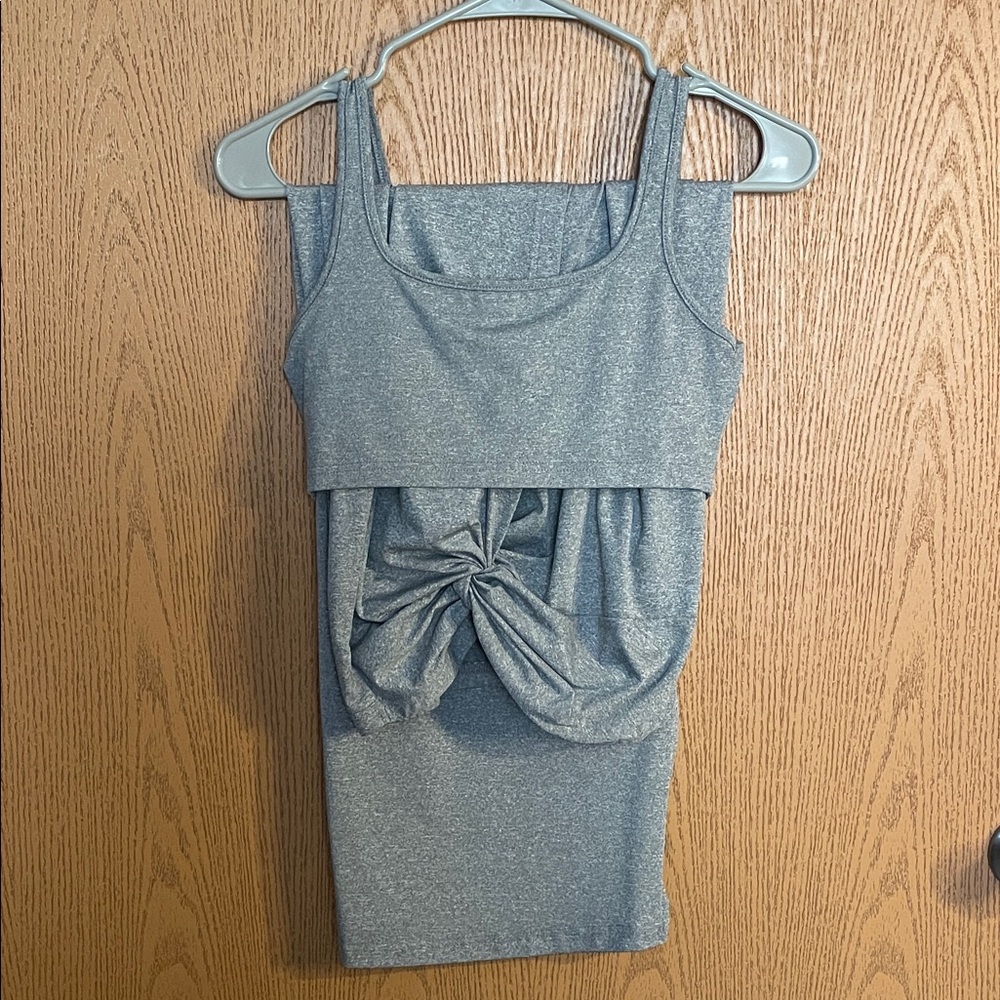 SHEIN Gray Knot Detail 2 Piece Dress